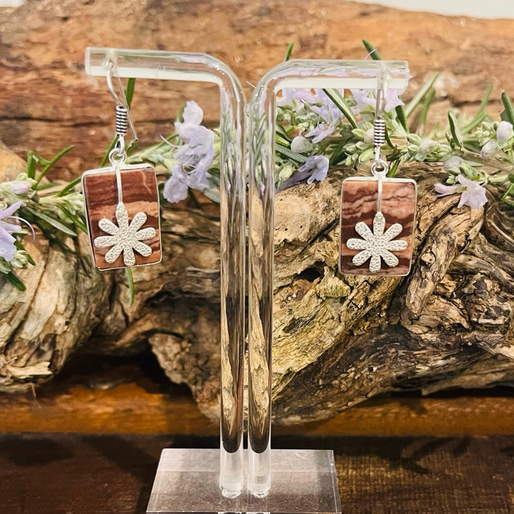 Coconut Jasper 925 Sterling Silver Earrings